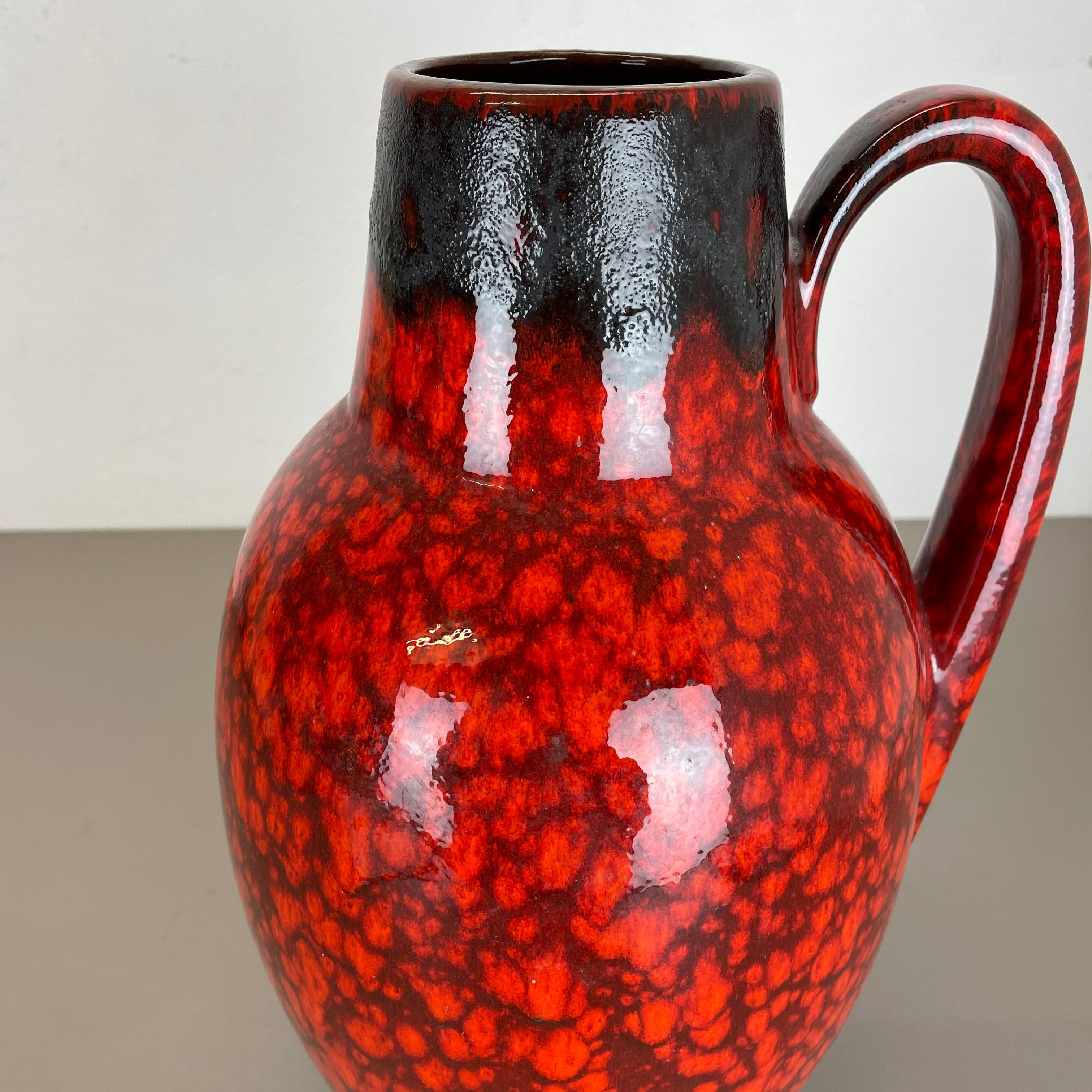 Pottery fat lava multi-color red black floor vase made by scheurich, 1970s