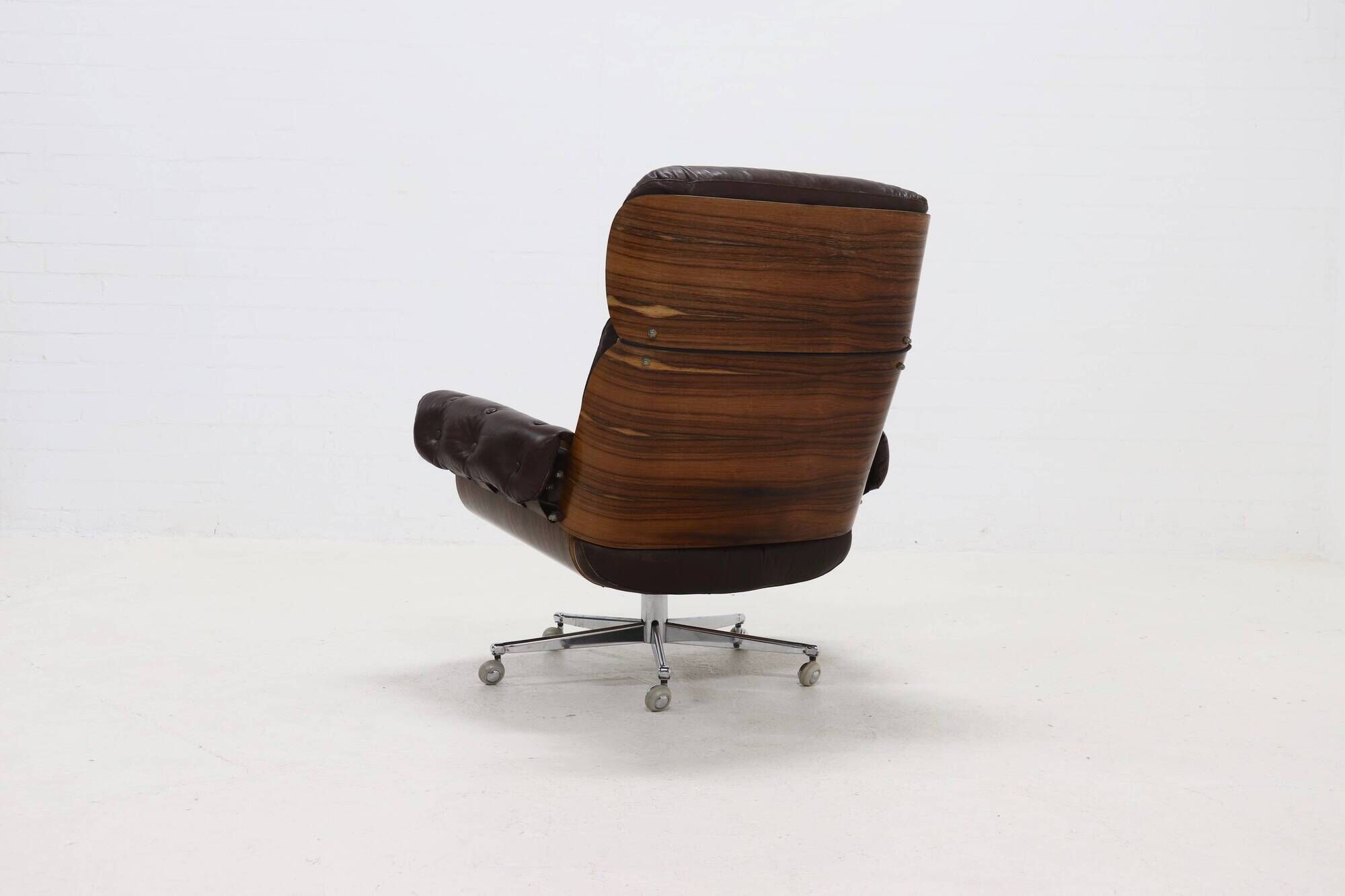 Leather and Rosewood Lounge Chair by Martin Stoll for Giroflex 1960s