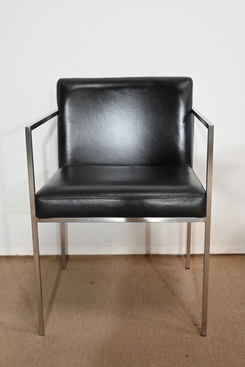 Pair of square armchairs, imitation leather – 1970
