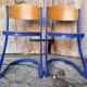 Pair of Chairs SOUVIGNET Model ELODIE Metal Blue & Wood Made in France