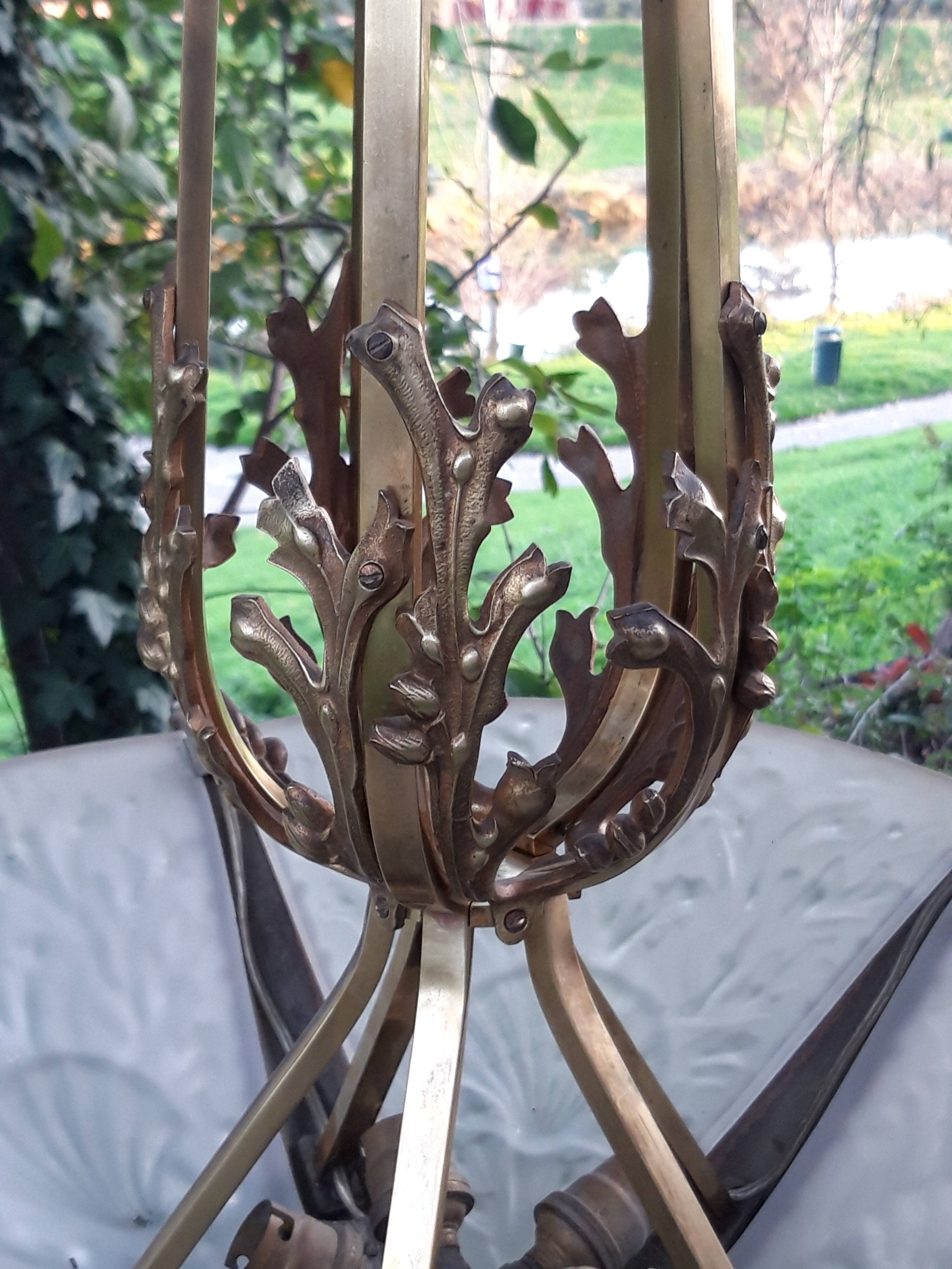 Muller brothers Luneville brass chandelier 1920/1930