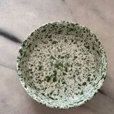 2 green speckled ramekins.