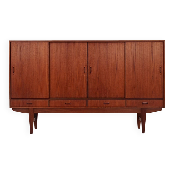 Buffet haut en teck, design danois, années 1970, production : Danemark