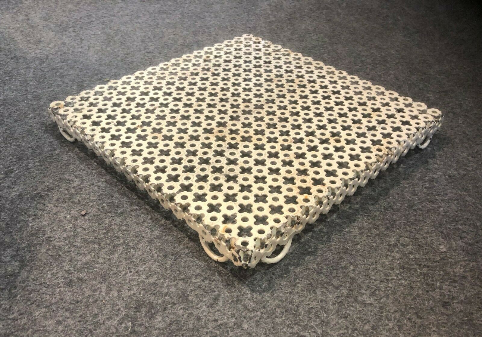 Former vintage flat underside white metal perforated around 1950