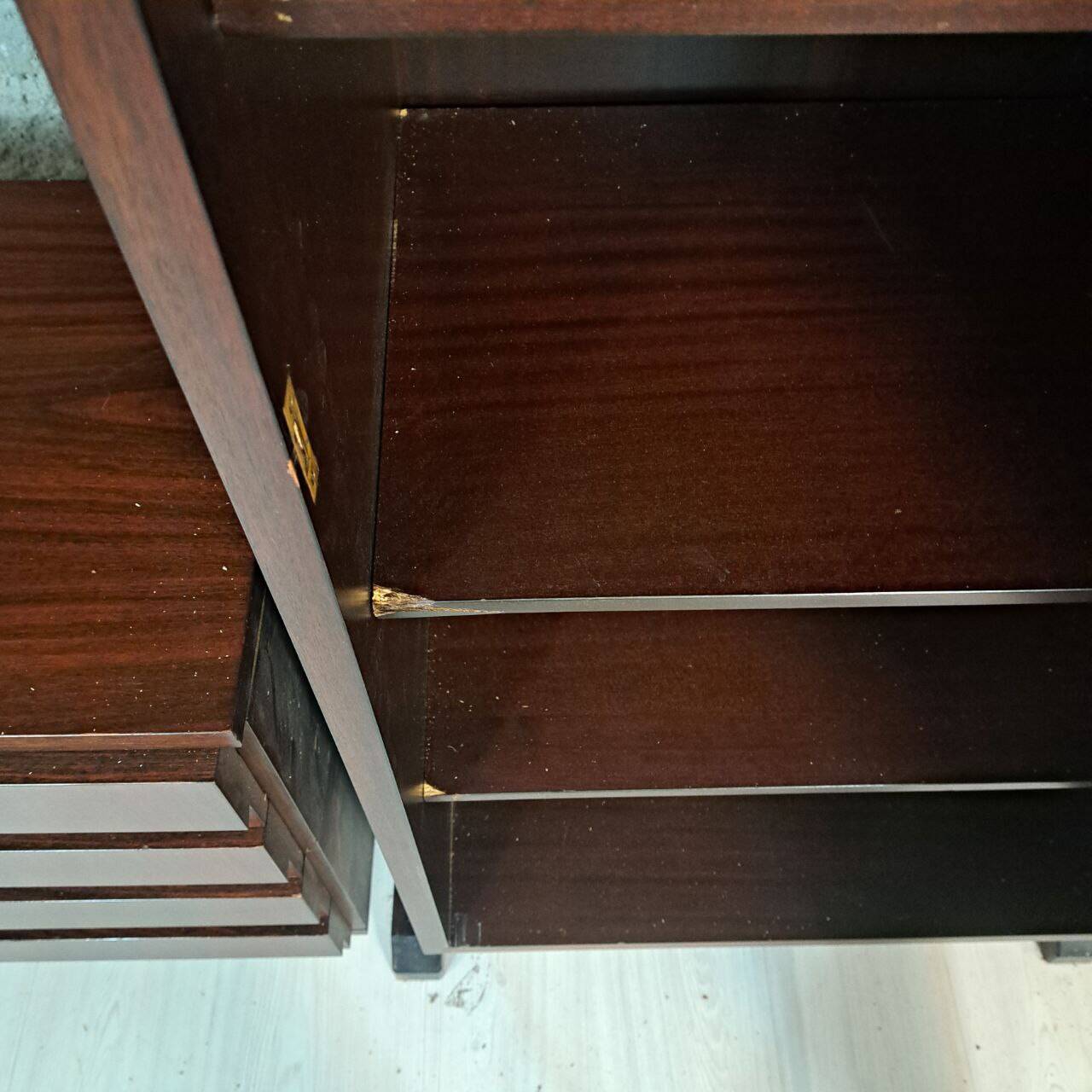 Libreria modulare terra altezza regolabile vintage anni 70, dadi en ottone
