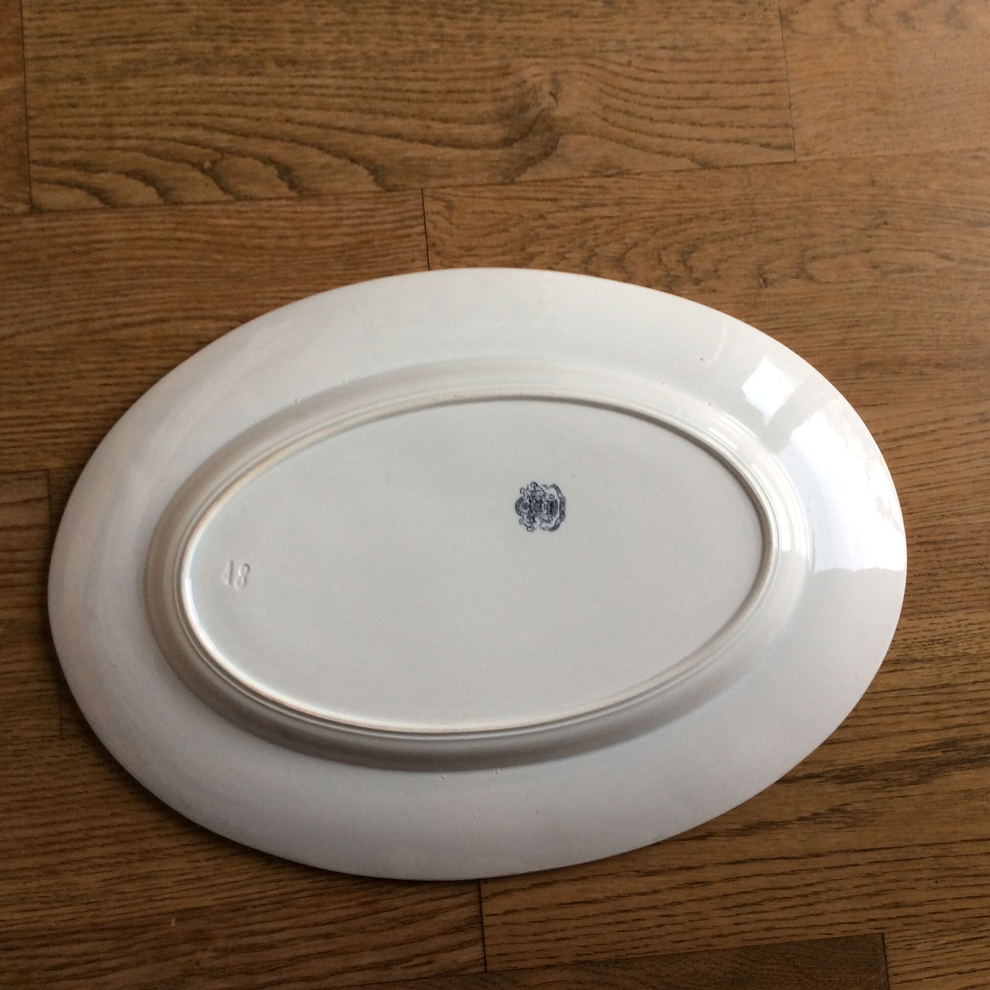 Old oval white dish veillard bordeaux