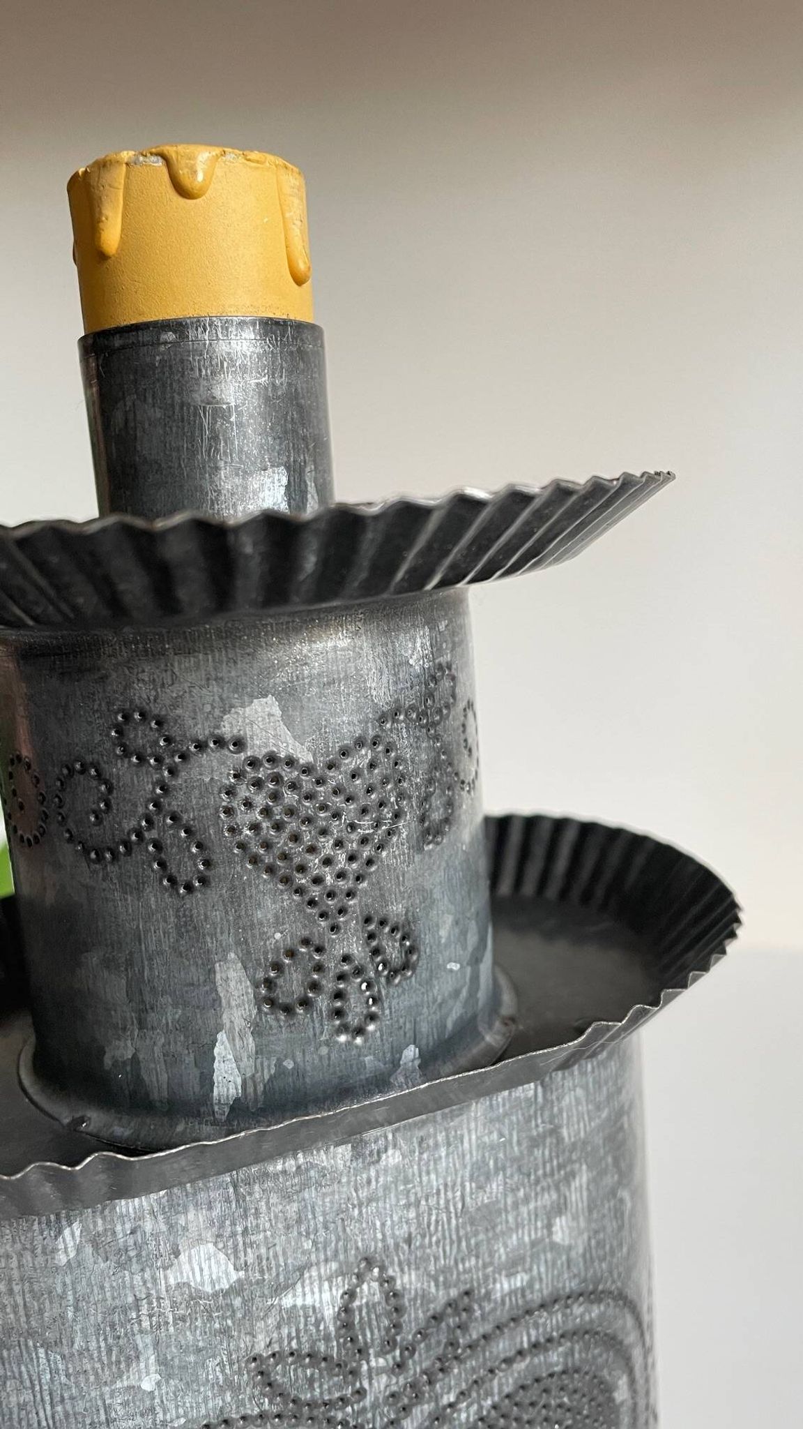 LAMPE Coeur ZINC Vintage