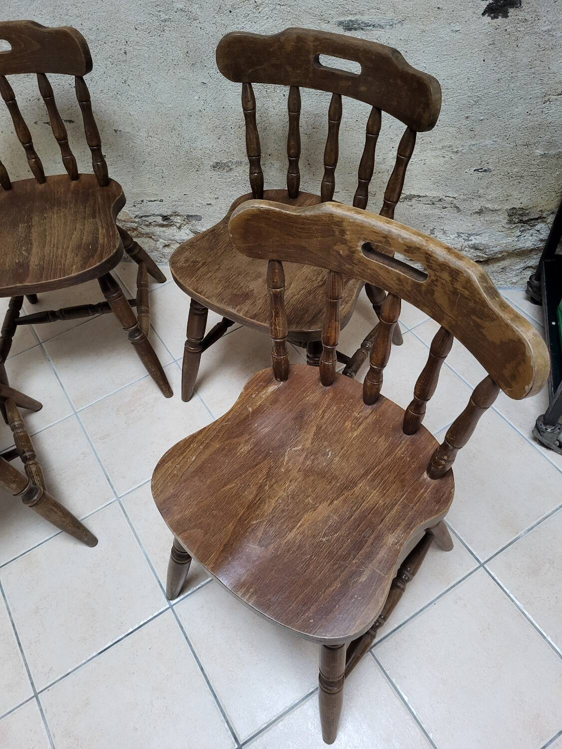 4 chaises Western en bois courbé