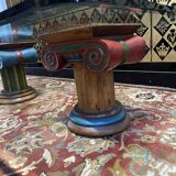 Glass coffee table and Corinthian columns