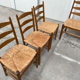 Oak and wicker dining set, 1960s