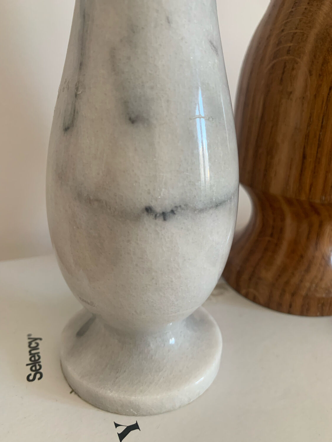Vintage grey marble candle holder