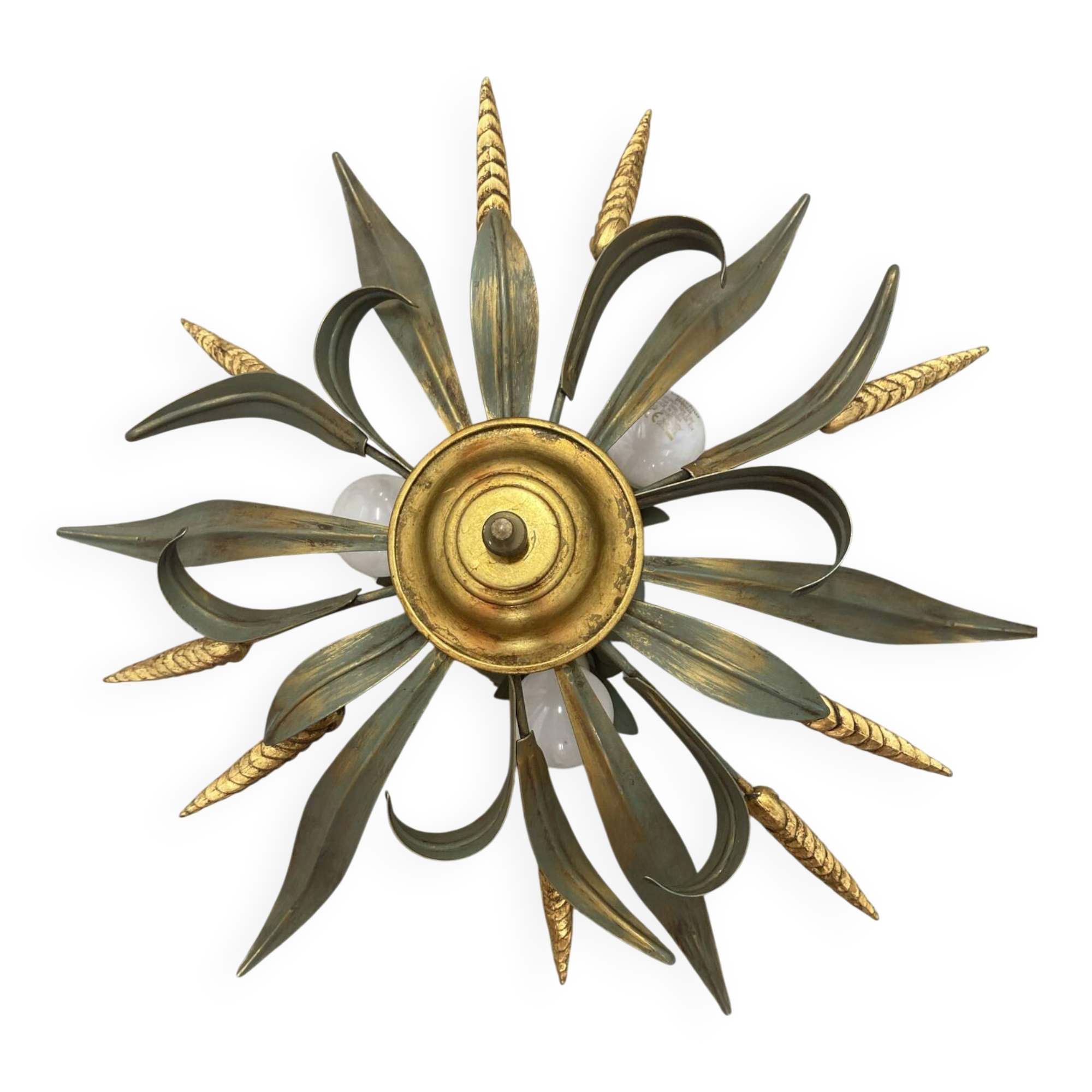 Wheat spike ceiling light in painted metal, 50s style.