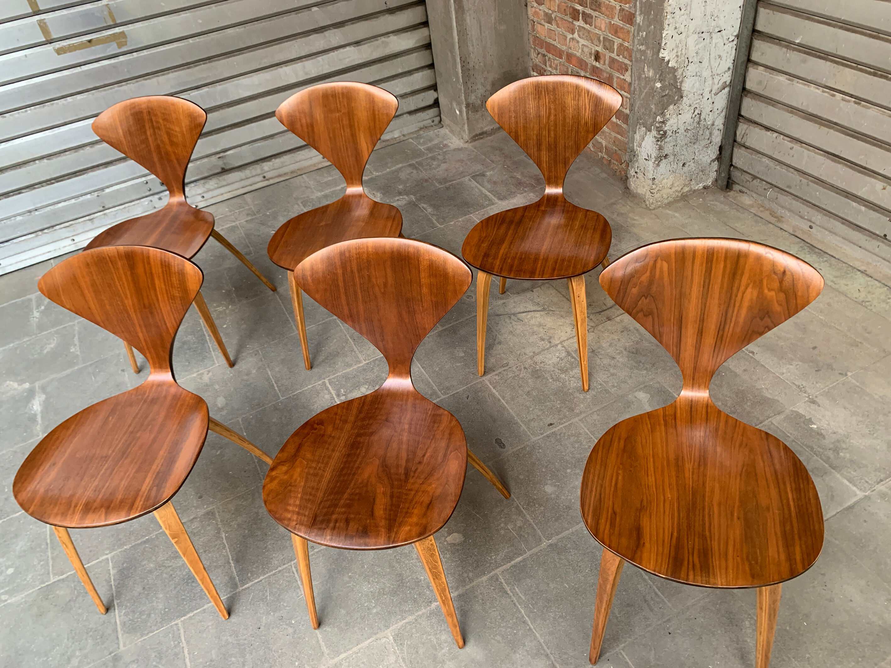 Series of 6 Norman Cherner chairs for Plycraft USA in teak, 1960s