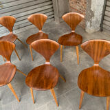 Series of 6 Norman Cherner chairs for Plycraft USA in teak, 1960s