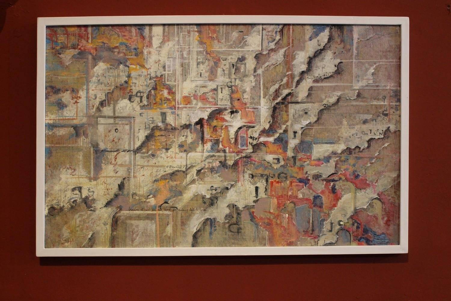 Andrea Spinelli, Italian Abstract Urban Expressionist, 20th Century, Acrylic & Canvas