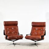 Pair of leather lounge chairs