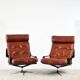 Pair of leather lounge chairs