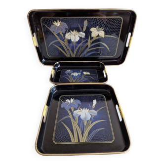 Set of vintage lacquer trays, made in Japan