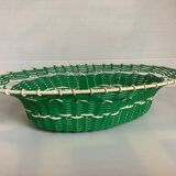 Old green scoubidou basket