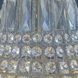 Large Montgolfiere chandelier in gilded bronze and faceted glass pendants