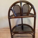 Half moon rattan bedside table