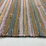 Vintage Turkish Kilim  242x174 cm Kelim Rug, Wool, Large Brown, Beige, Purple