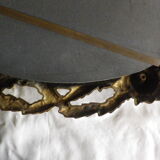 Bronze mirror gilded with roses, 72 cm