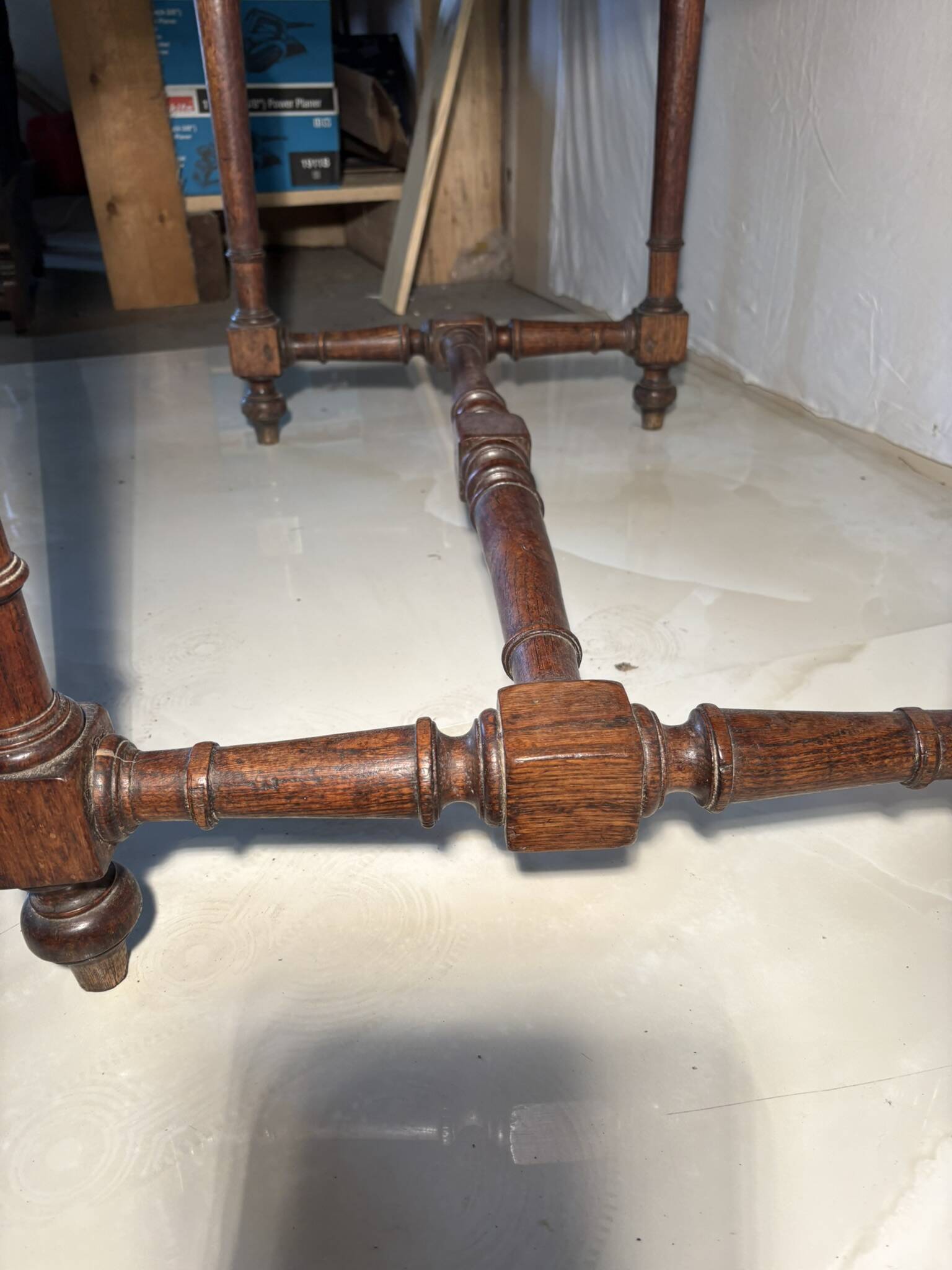 Antique solid wood table with turned legs