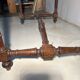 Antique solid wood table with turned legs