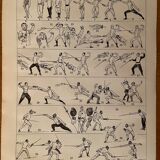 Lithographie sur l'escrime de 1897 (épée fleuret)