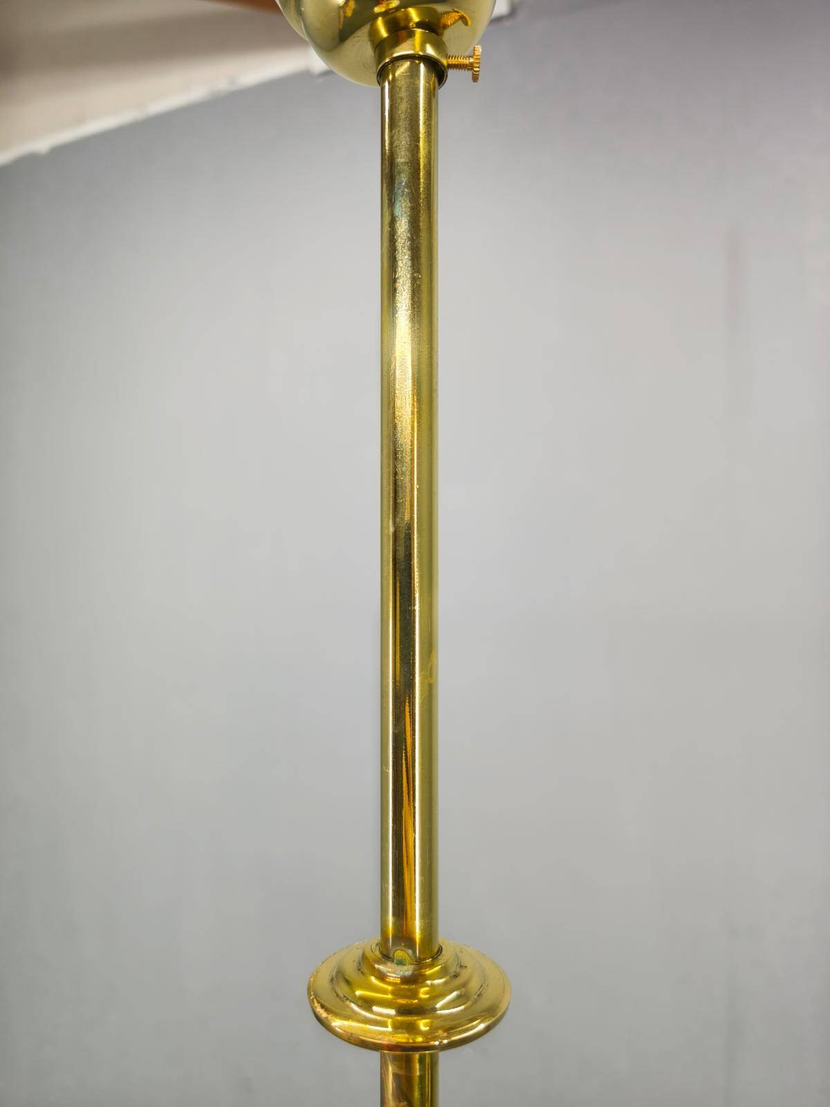 Art Deco Brass Pendant with Geometric Opaline Glass, Czechoslovakia 1930s