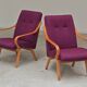 Pair of 6953 purple armchairs by Jaroslav Smidek for TON (Thonet)