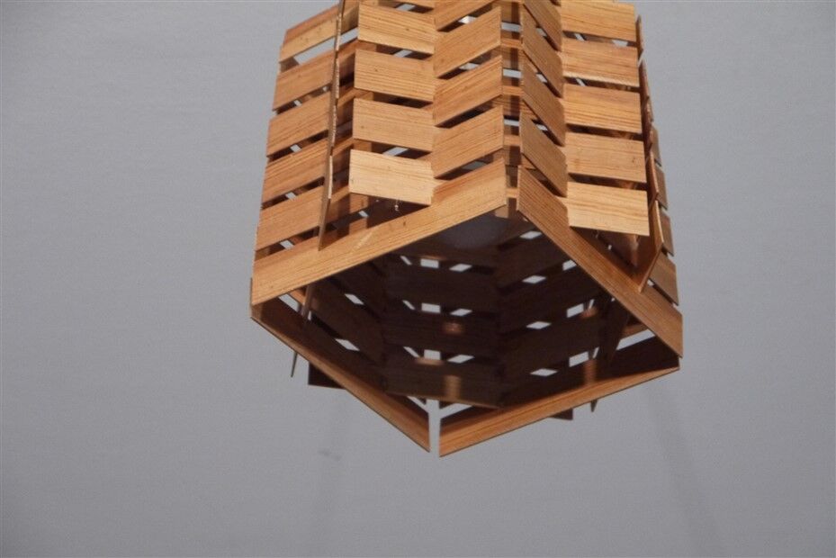 Scandinavian vintage wooden pendant lamp 1960
