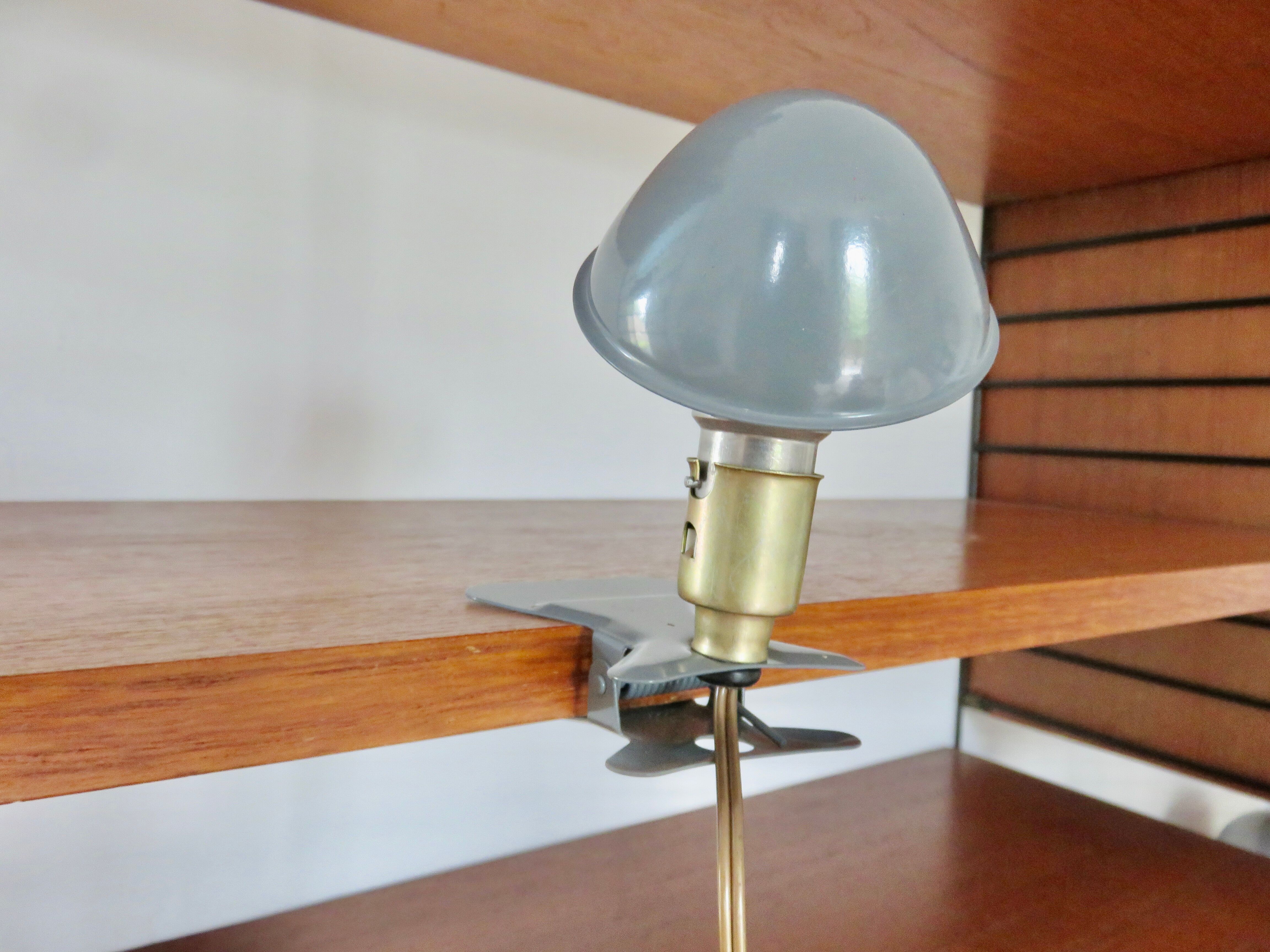 Clamp mushroom lamp, new from old stock, aluminium, 1970s.