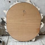 Oval ceramic mirror with flowers