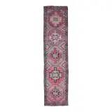 Vintage Turkish Oushak blanket made of wool and cotton, purple, 82x320.