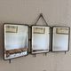 Vintage 1930s triptych barber mirror crocodile crystal - 30x69 cm