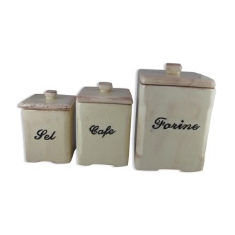 three vintage spice jars