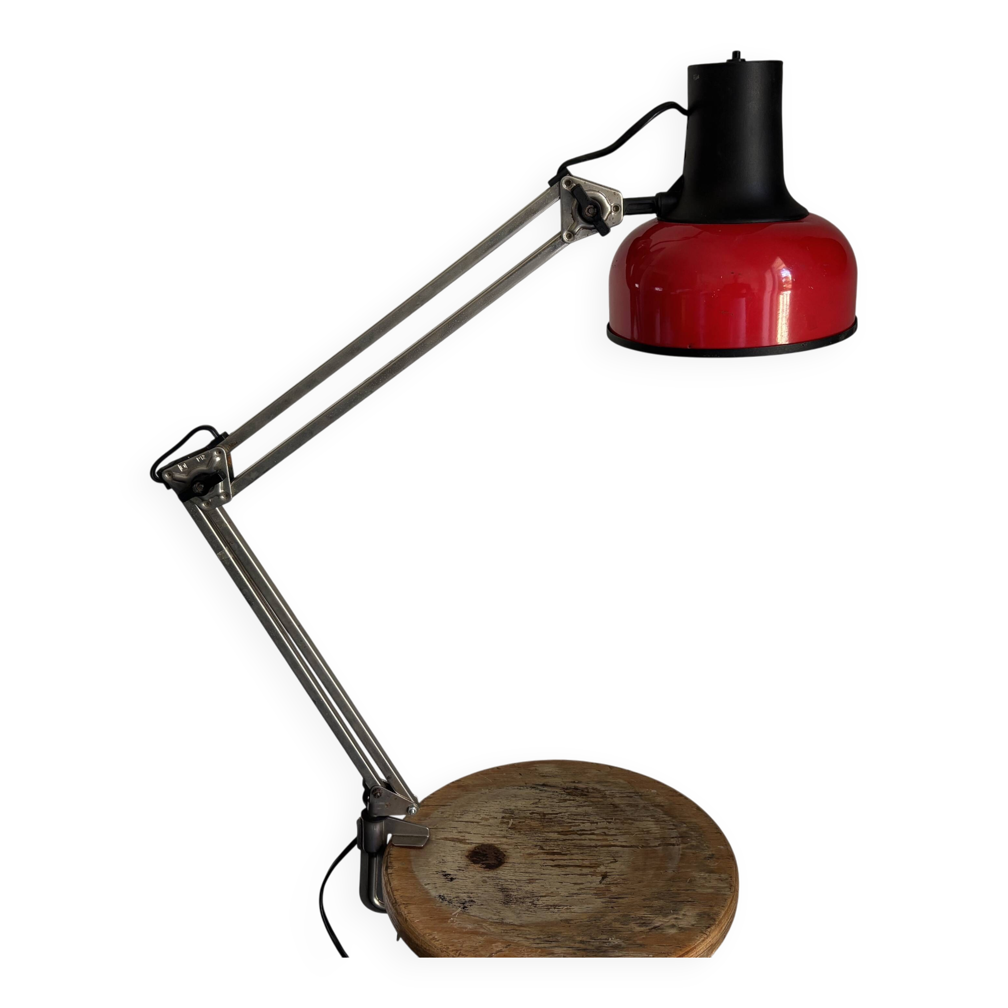 Vintage 1970 Lival P12 architect lamp Finland red steel - 65 cm