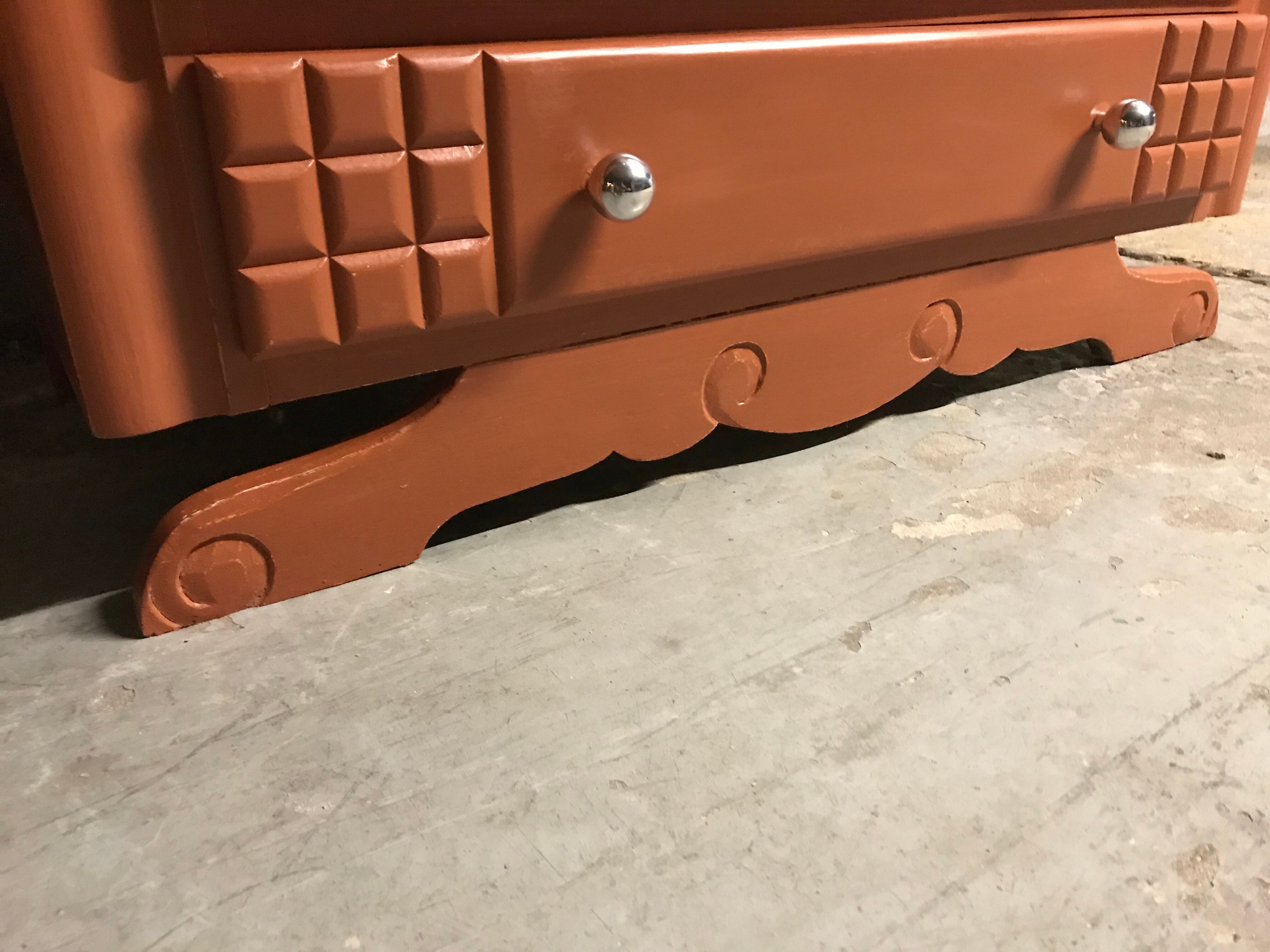 Chest of drawers time Art Deco ochre / renovated orange