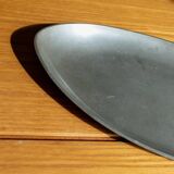 Oval vintage pewter tray by Just Andersen - silver-gray metal, Art Deco Denmark 1930s