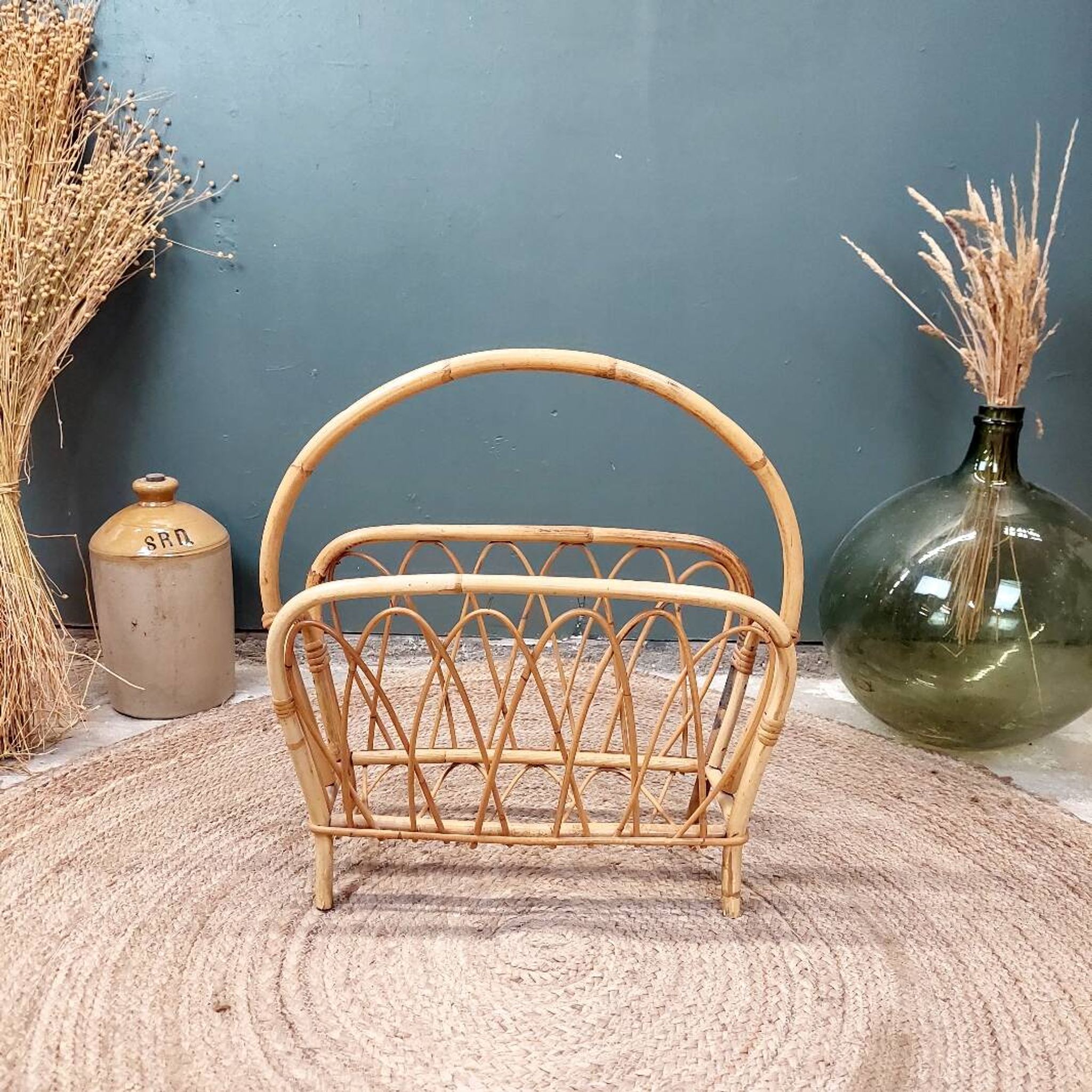 Rattan magazine rack