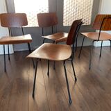 Set of 4 teak and steel dining chairs by Tjerk Reijenga for Pilastro 1950s