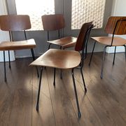 Set of 4 teak and steel dining chairs by Tjerk Reijenga for Pilastro 1950s