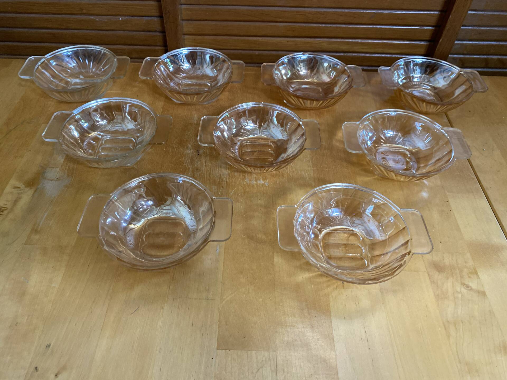 Series 9 Antique Bowls Moulded Glass Amber Iridescent Vintage #E077