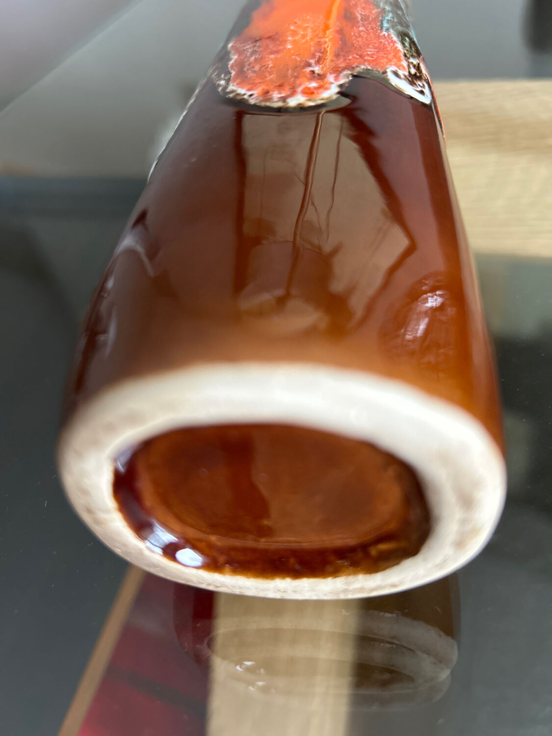 Slip glazed ceramic vase