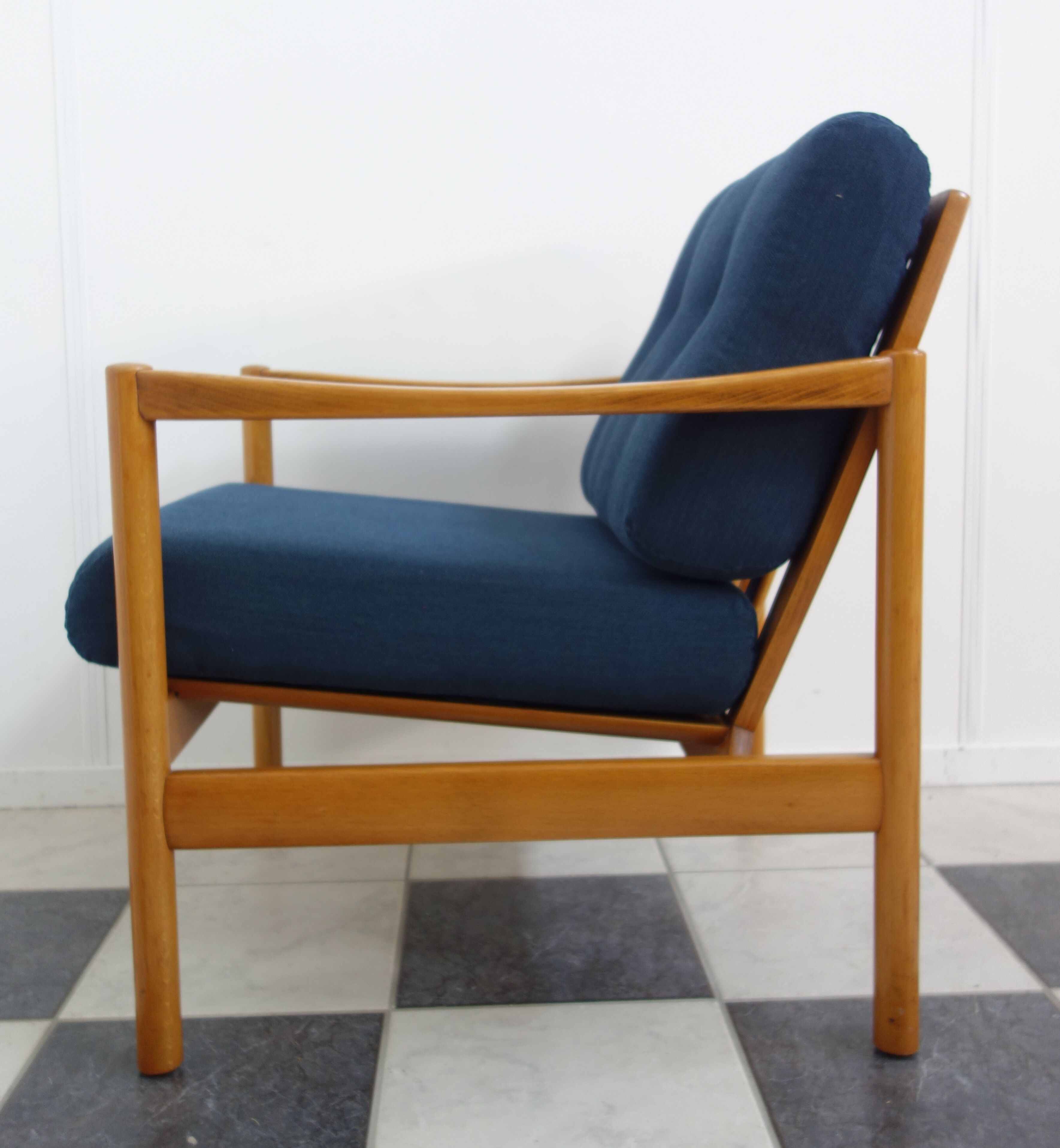 Walter knoll relax armchair 1960s in blue fabric