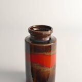 Mid-century Modern Fat Lava Red and Brown Stoneware Vase by Scheurich, W Germany
