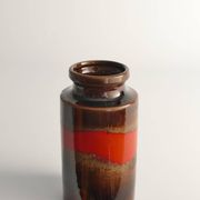 Mid-century Modern Fat Lava Red and Brown Stoneware Vase by Scheurich, W Germany