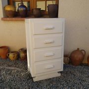 Art Deco chest of drawers in white painted wood with 4 drawers
